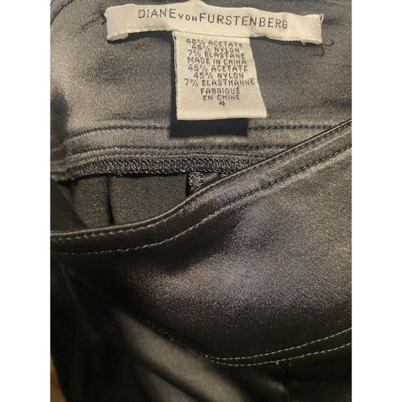 Diane Von Furstenberg Black Shiny Sweetheart Seamed Stretch Leggings Size 4 - Picture 4 of 4